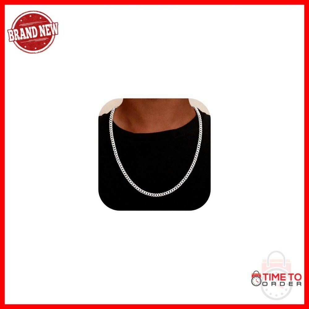 Sterling Silver Cuban Link Chain Necklace, 6mm Diamond Cut, 18-26 Inch